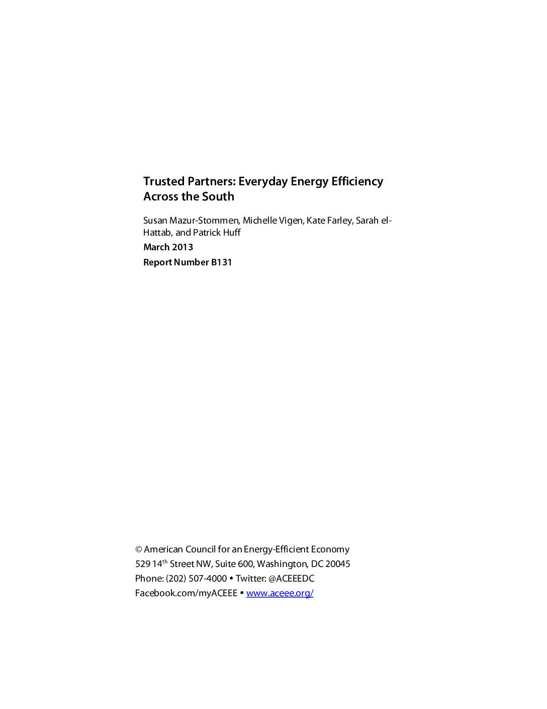 Trusted Partners: Everyday Energy Efficiency Across the South
