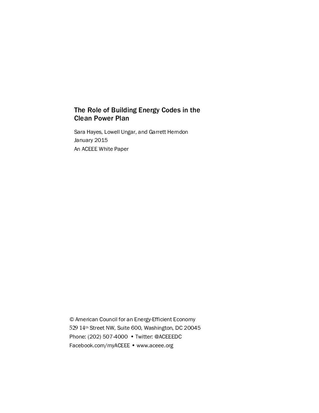 The Role of Building Energy Codes in the Clean Power Plan