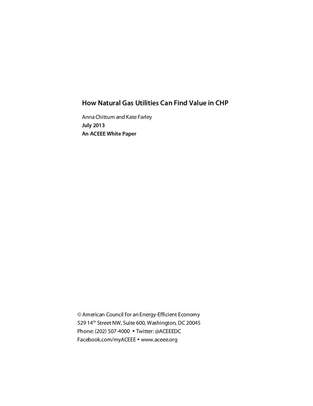 How Natural Gas Utilities Can Find Value in CHP