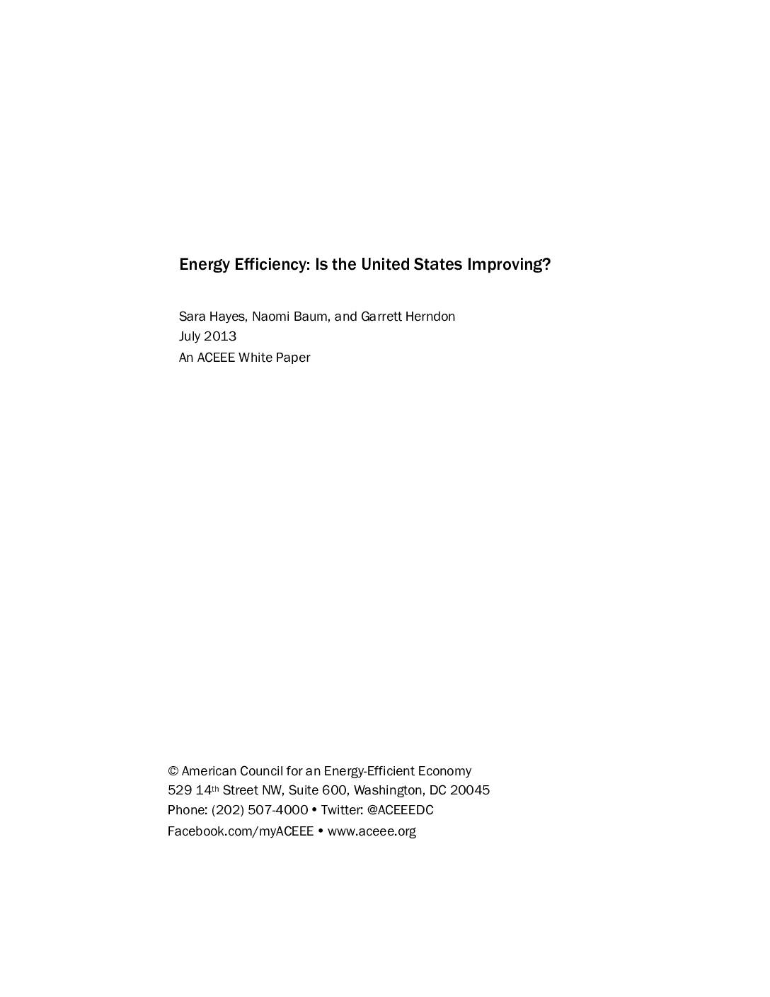 Energy Efficiency: Is the United States Improving?