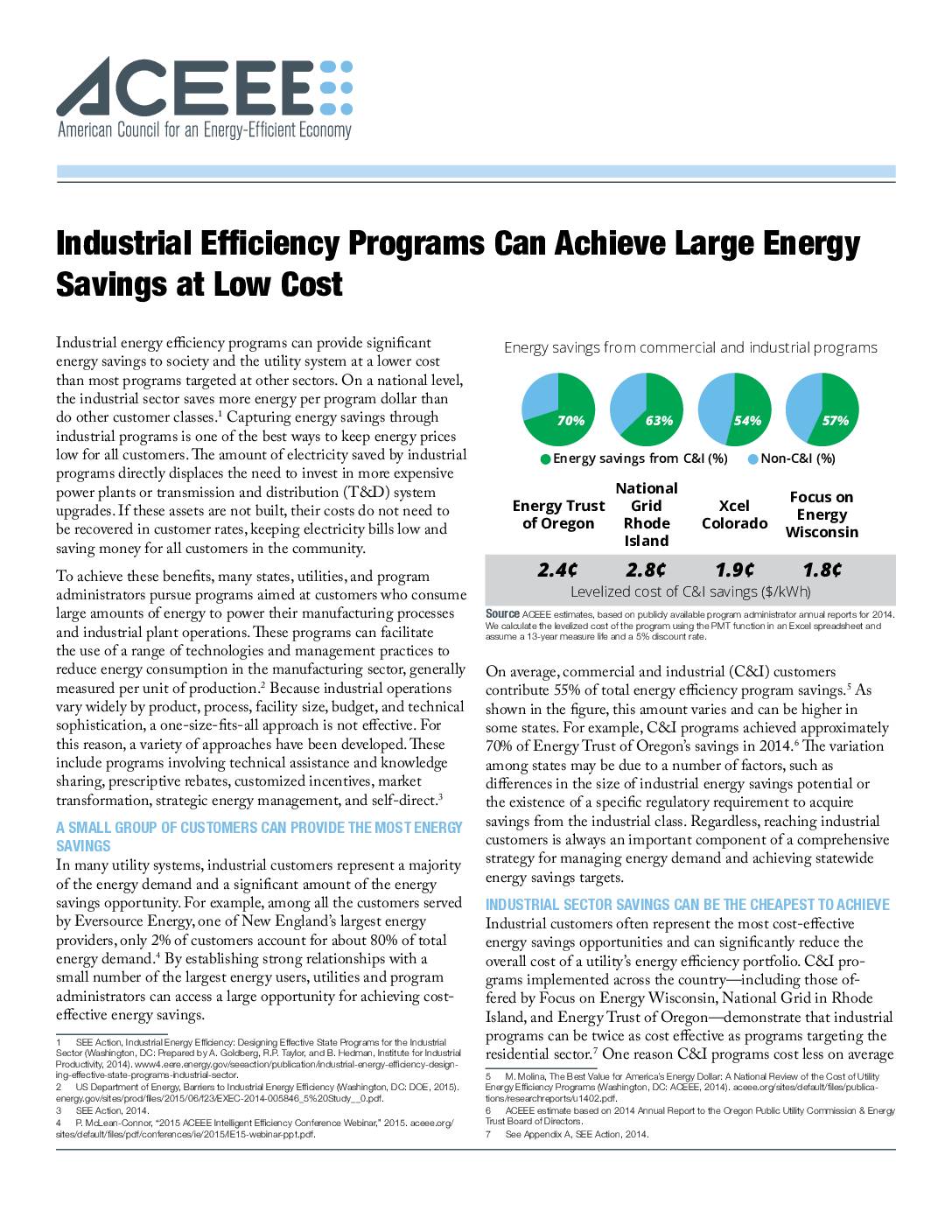 Industrial Efficiency Programs Can Achieve Large Energy Savings at Low Cost