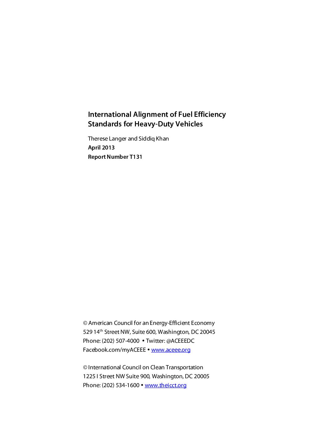 International Alignment of Fuel Efficiency Standards for Heavy-Duty Vehicles