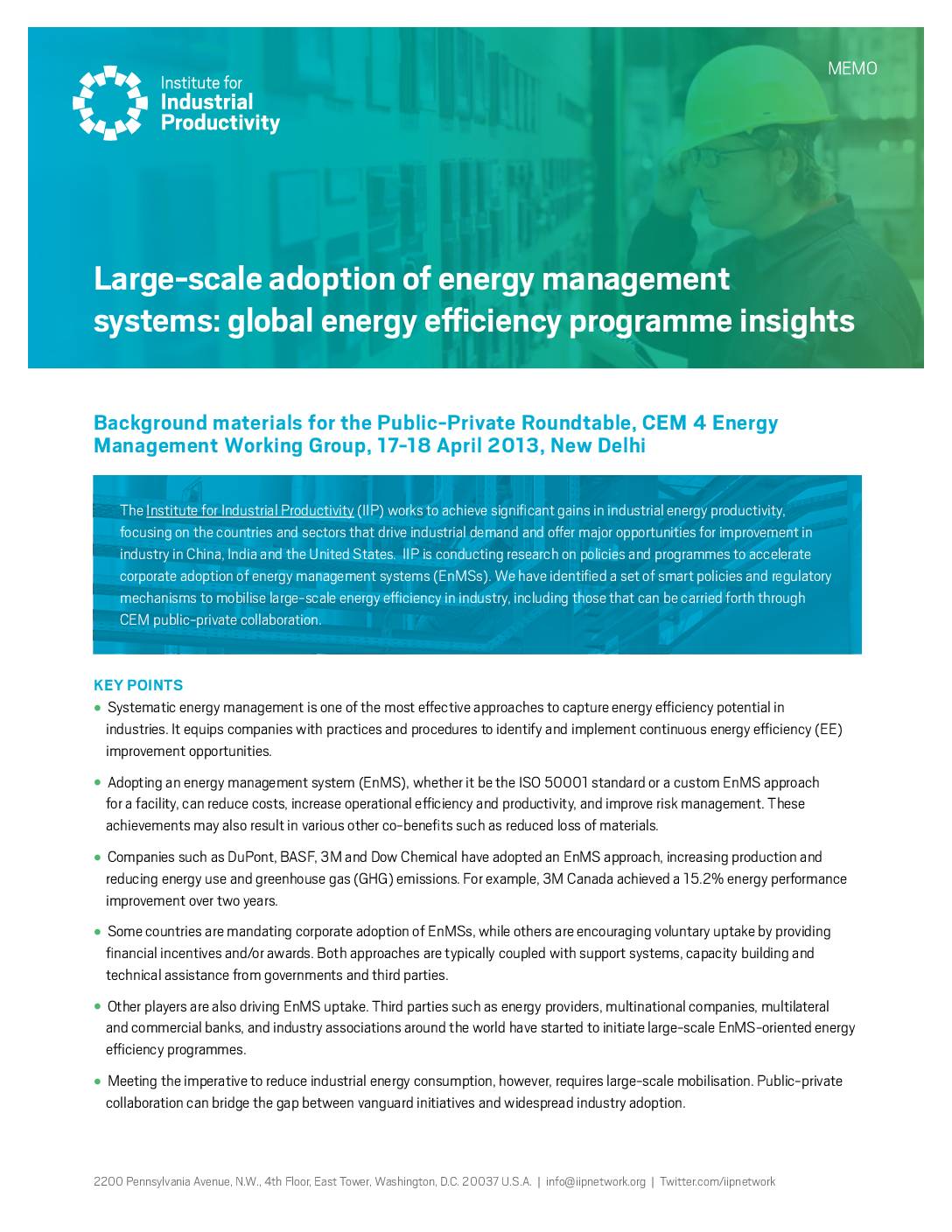 Large-scale adoption of energy management systems: global energy efficiency programme insight