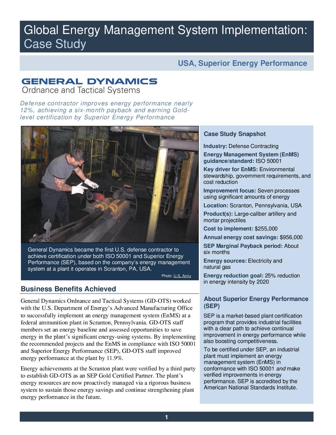 Global Energy Management System Implementation: General Dynamics Case Study
