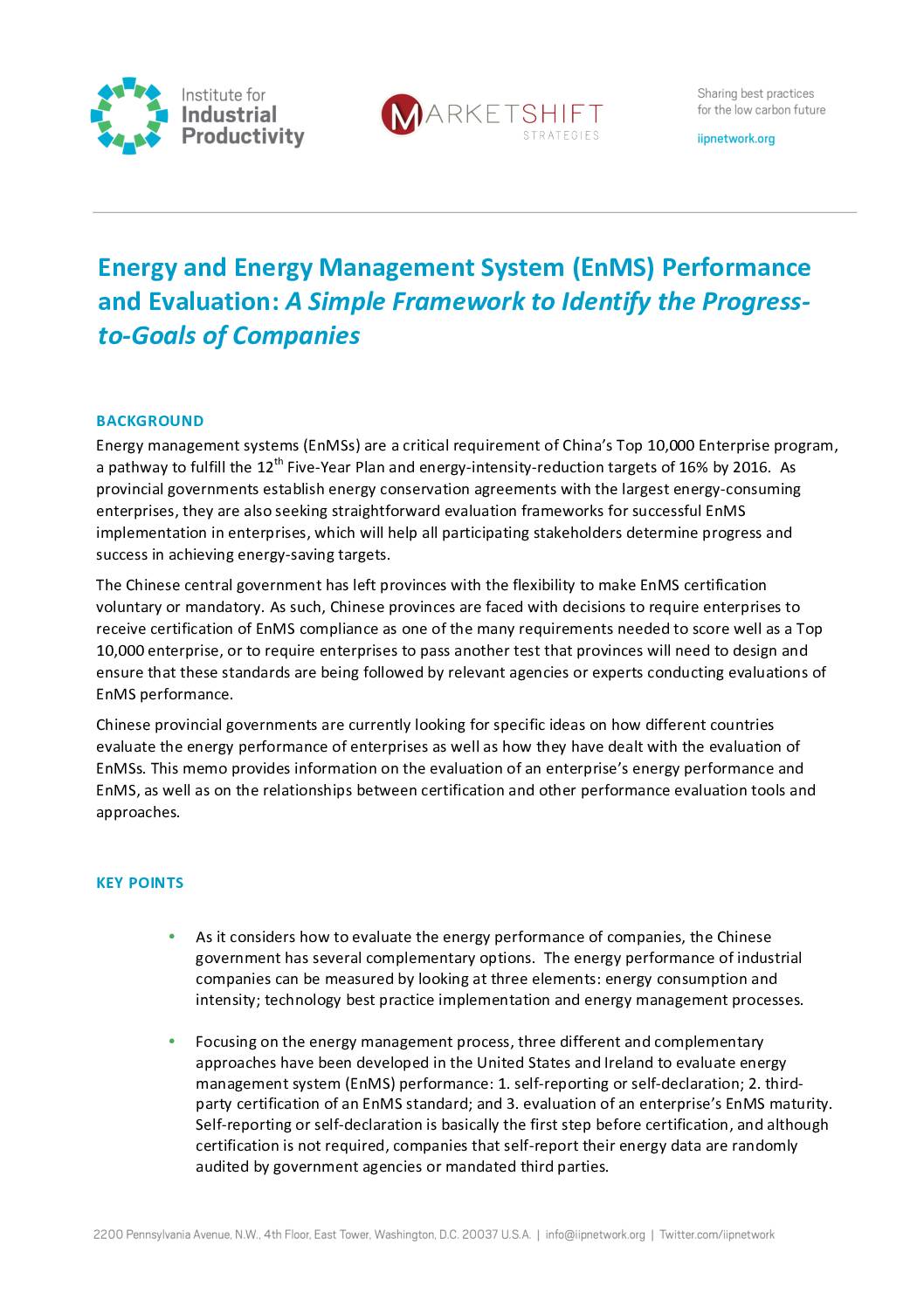 Energy and Energy Management System (EnMS) Performance and Evaluation: A Simple Framework to Identify the Progress-to-Goals of Companies