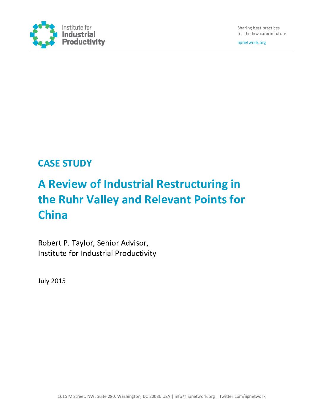 Case Study: A Review of Industrial Restructuring in the Ruhr Valley and Relevant Points for China