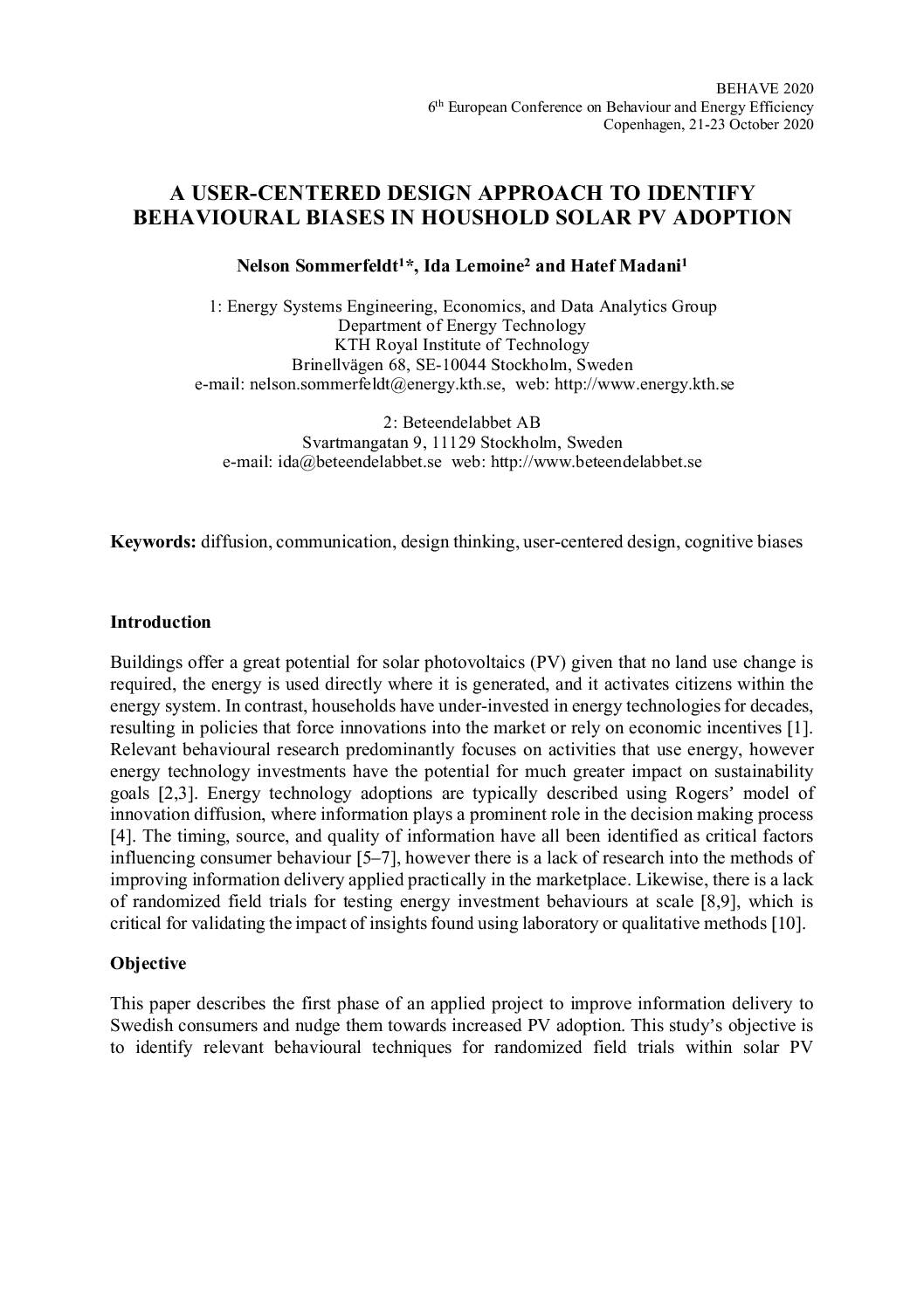 A user-centered design approach to identify behavioural biases in household solar PV adoption