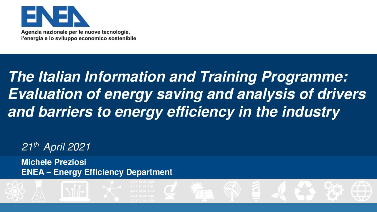 The Italian Information and Training Programme: Evaluation of energy savings, drivers and barriers for industrial energy efficiency