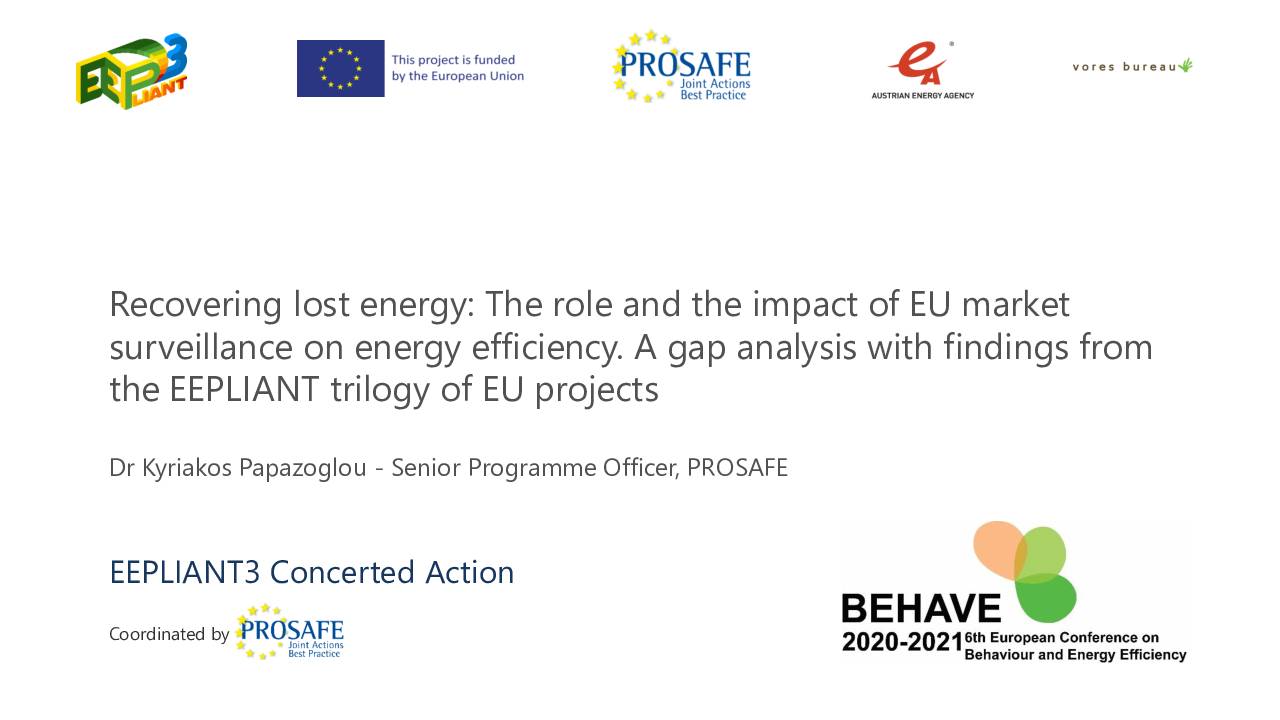 Recovering lost energy: The role and the impact of EU market surveillance on energy efficiency. A gap analysis with findings from the EEPLIANT trilogy of EU projects