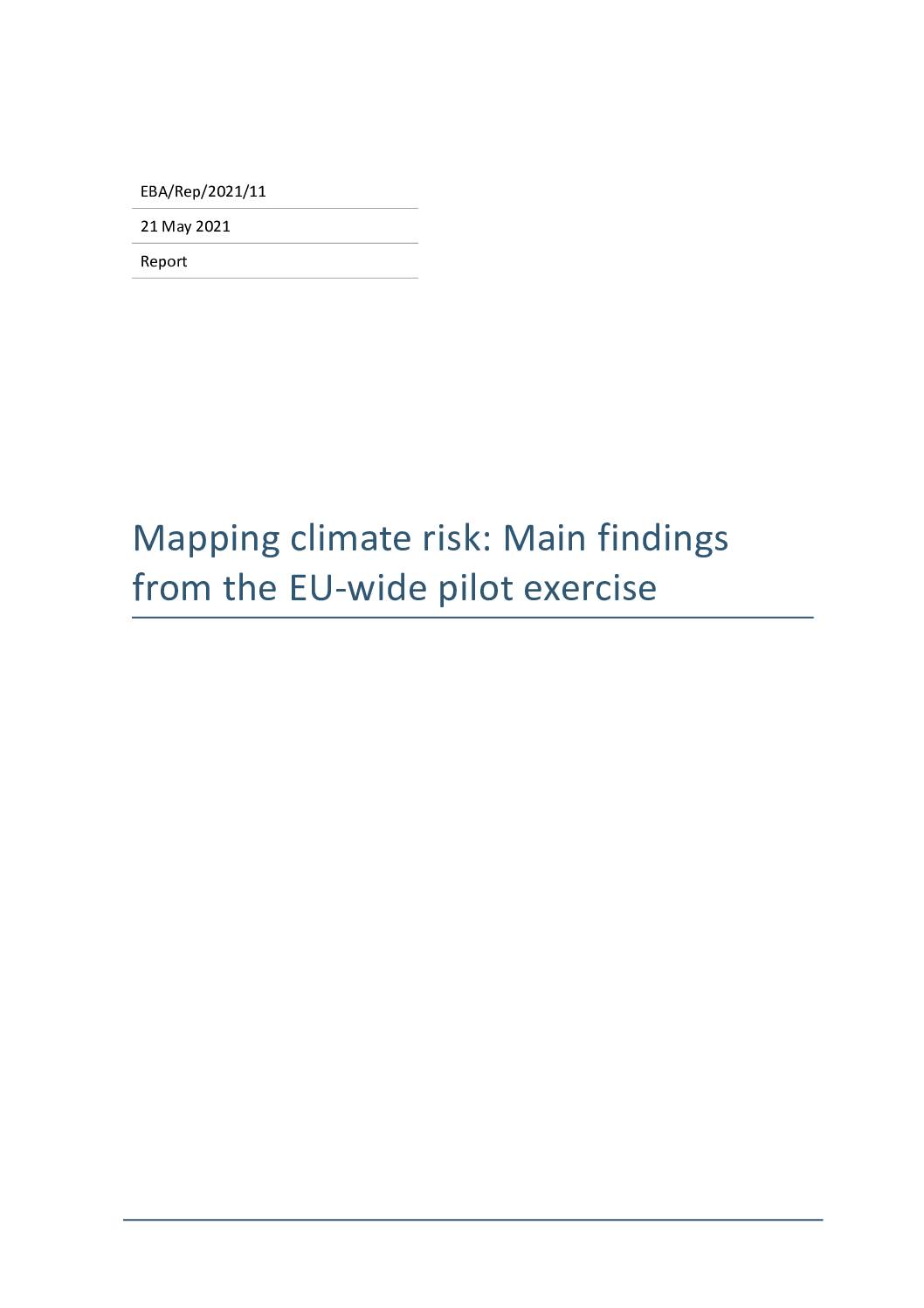 Mapping Climate Risk: Main Findings from the EU-Wide Pilot Exercise